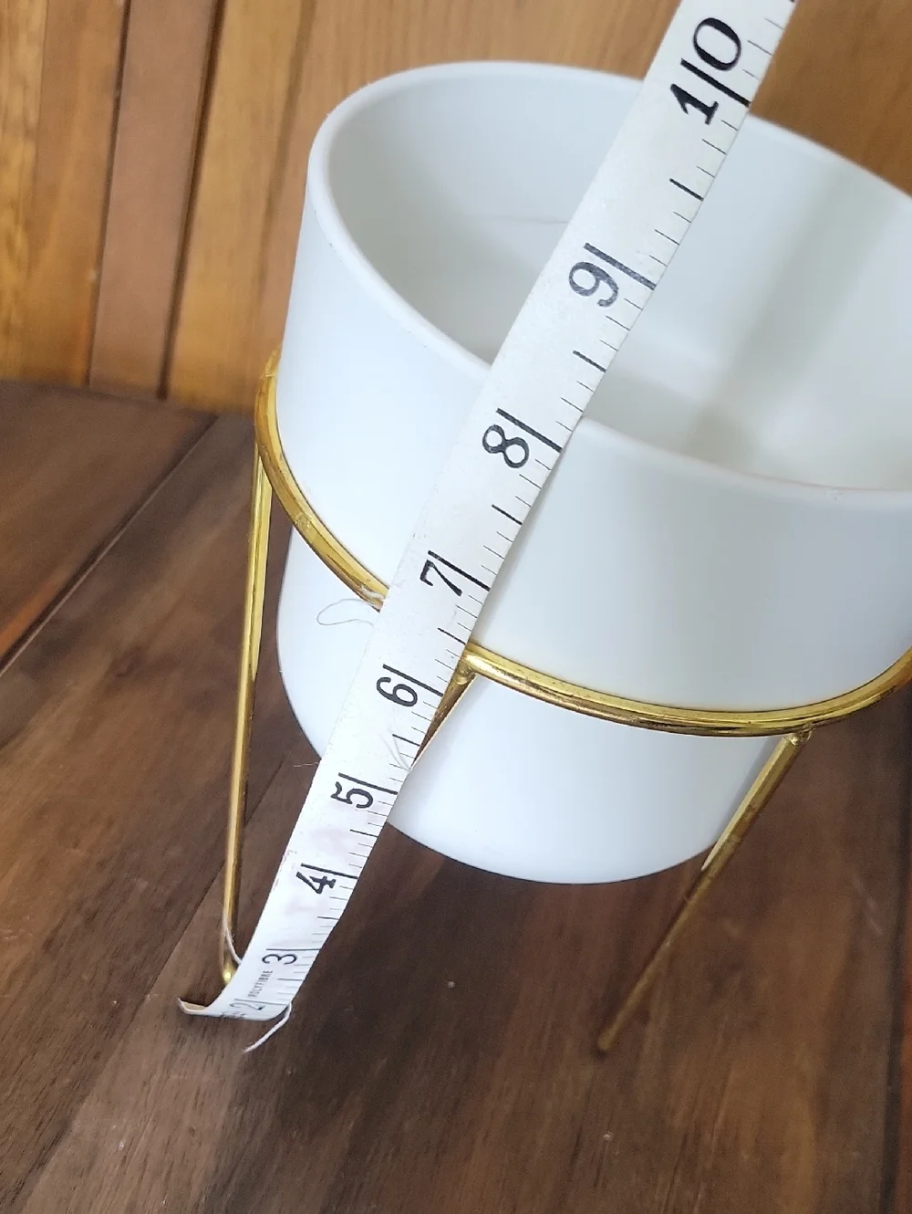 IKEA White Planter with Gold Metal Stand